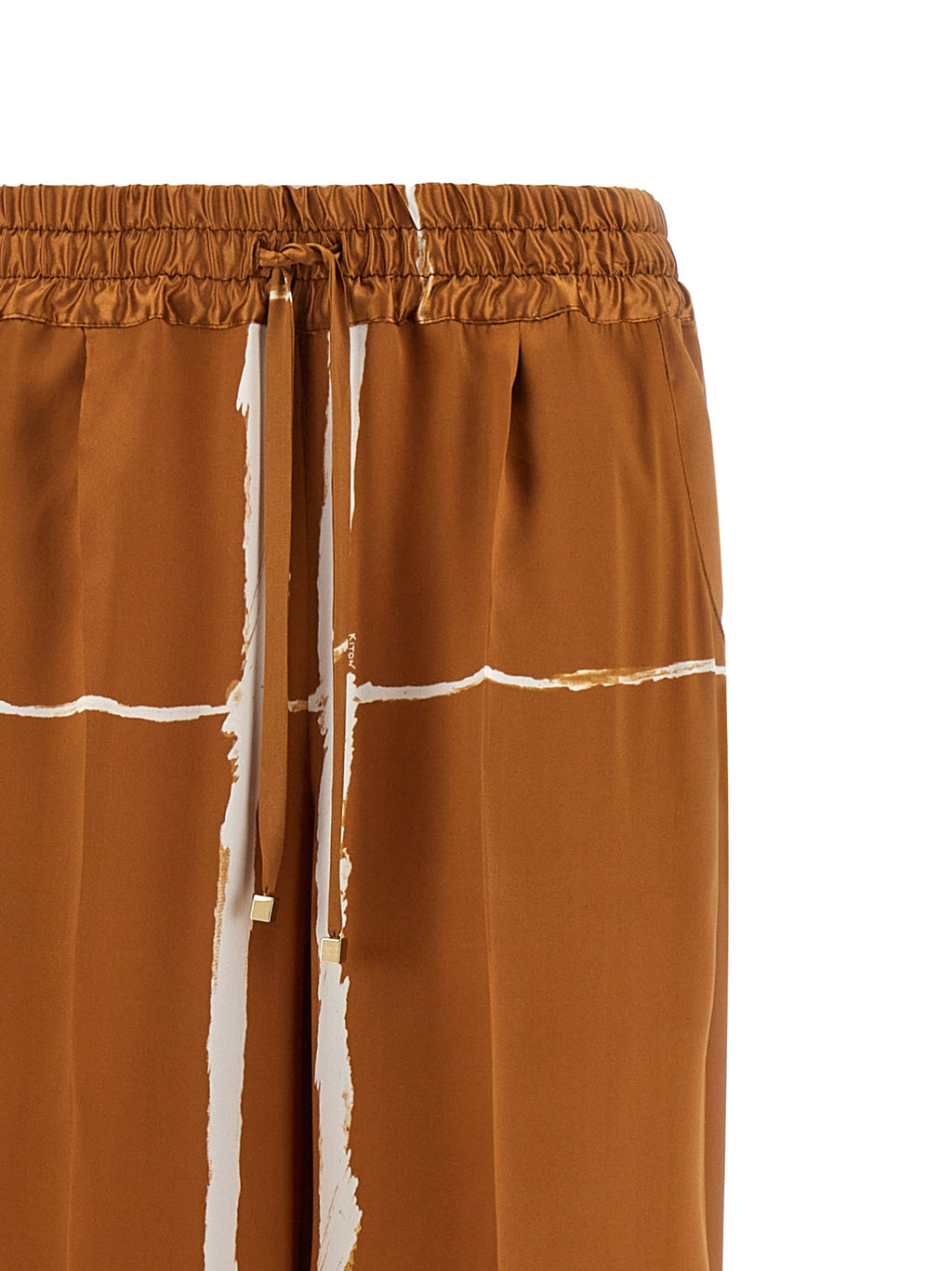 Kiton Brown Silk Casual Pants