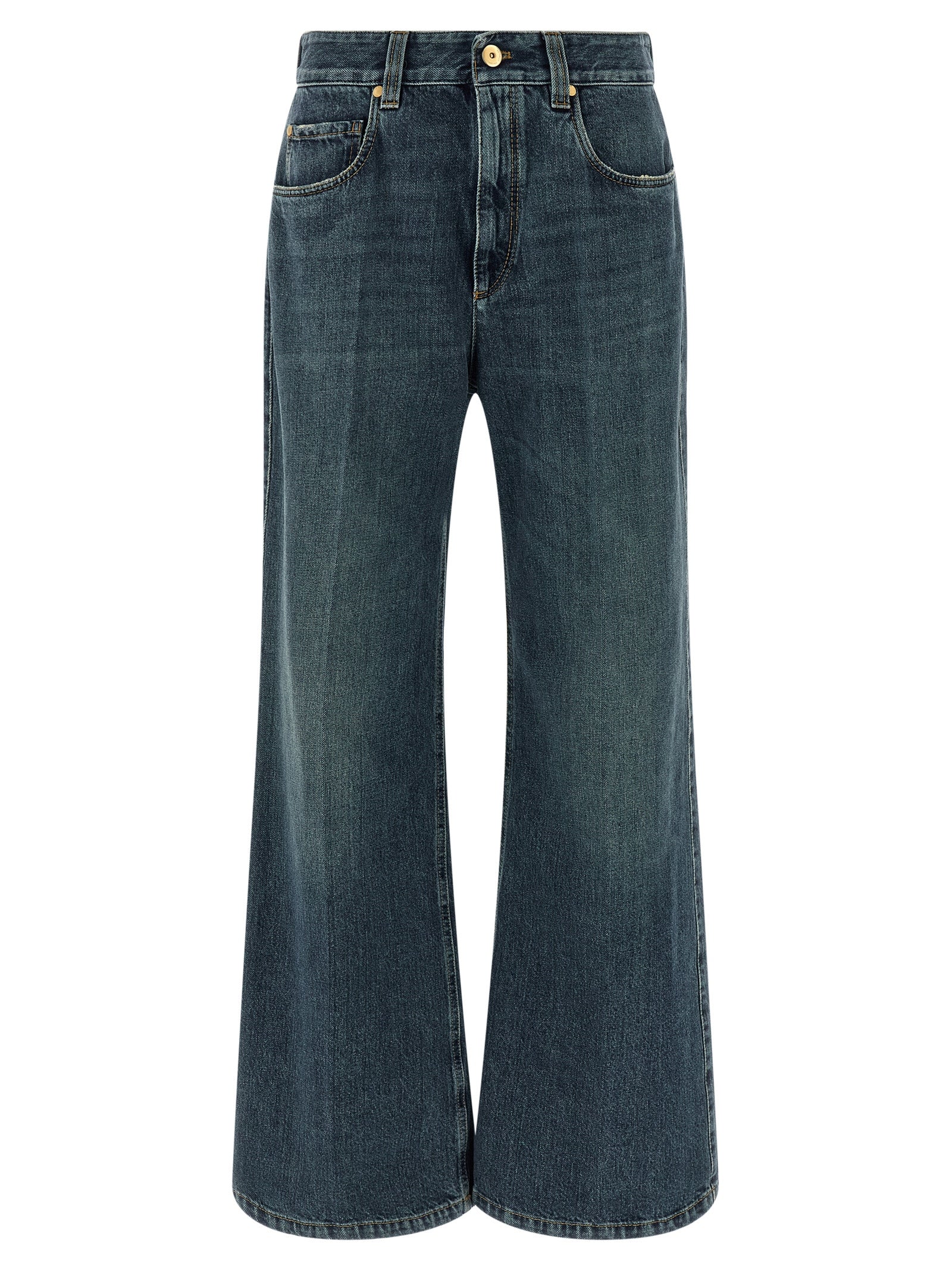 Brunello Cucinelli Blue Cotton Flared Jeans