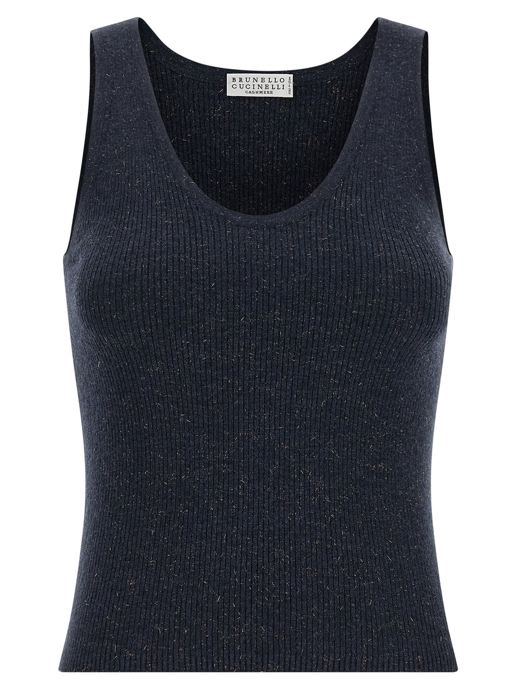 Brunello Cucinelli Blue Cashmere Sleeveles T-Shirt