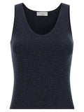 Brunello Cucinelli Blue Cashmere Sleeveles T-Shirt