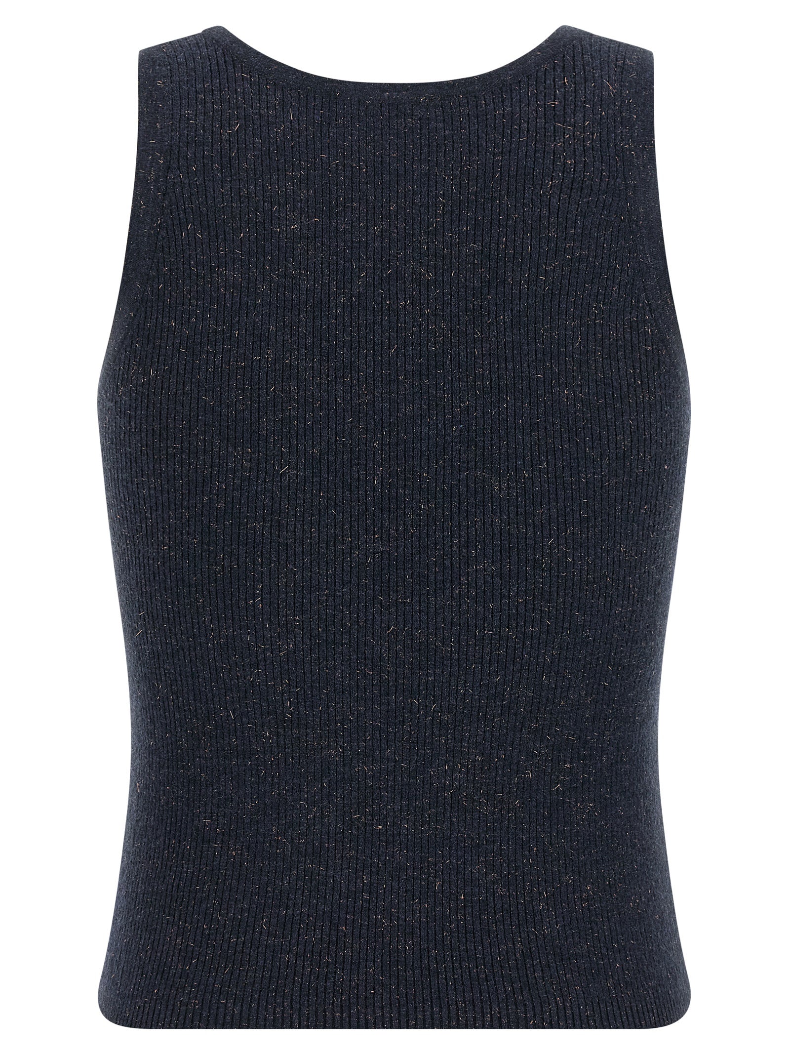 Brunello Cucinelli Blue Cashmere Sleeveles T-Shirt