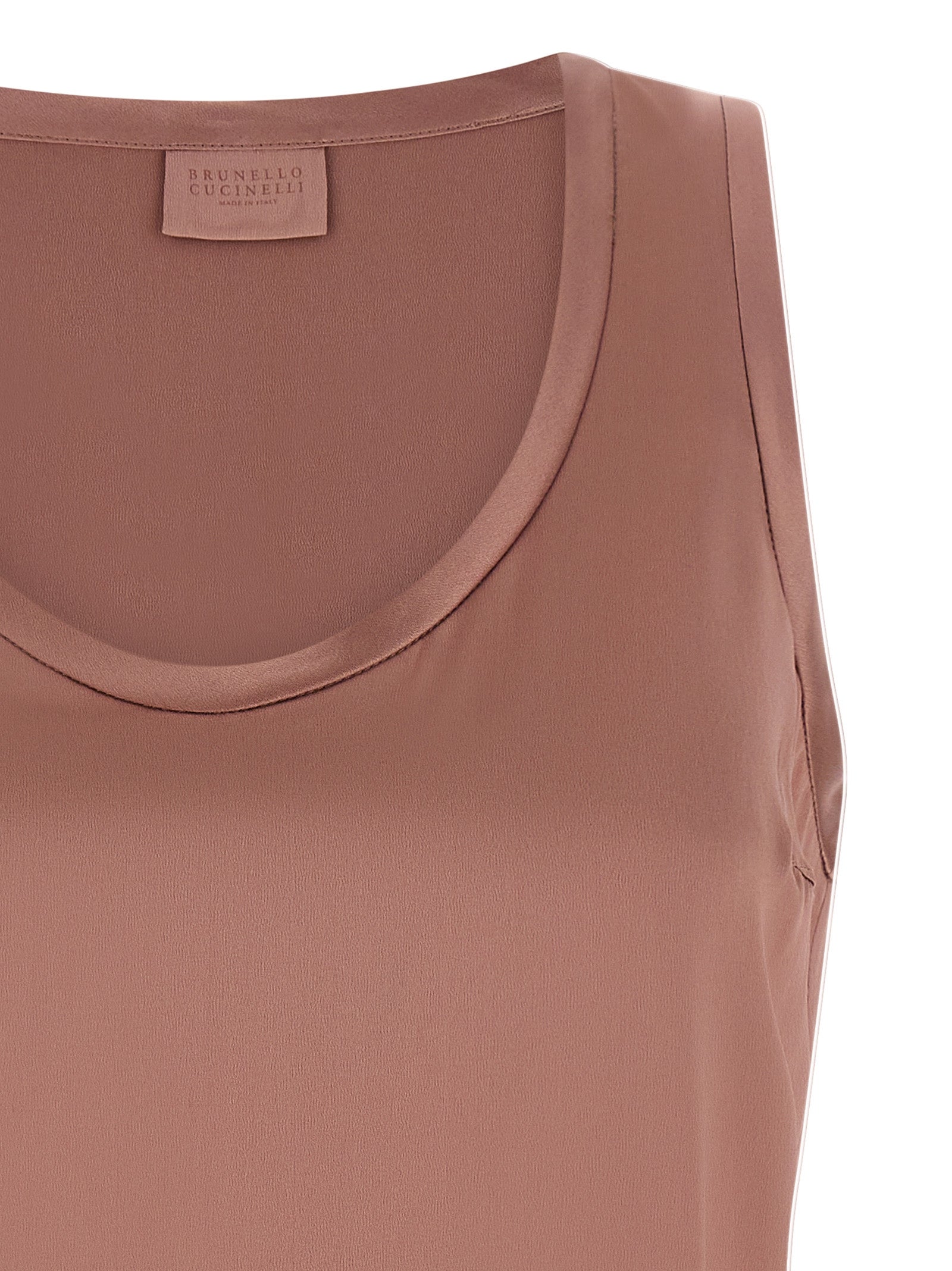 Brunello Cucinelli Multicolor Silk Sleeveles T-Shirt