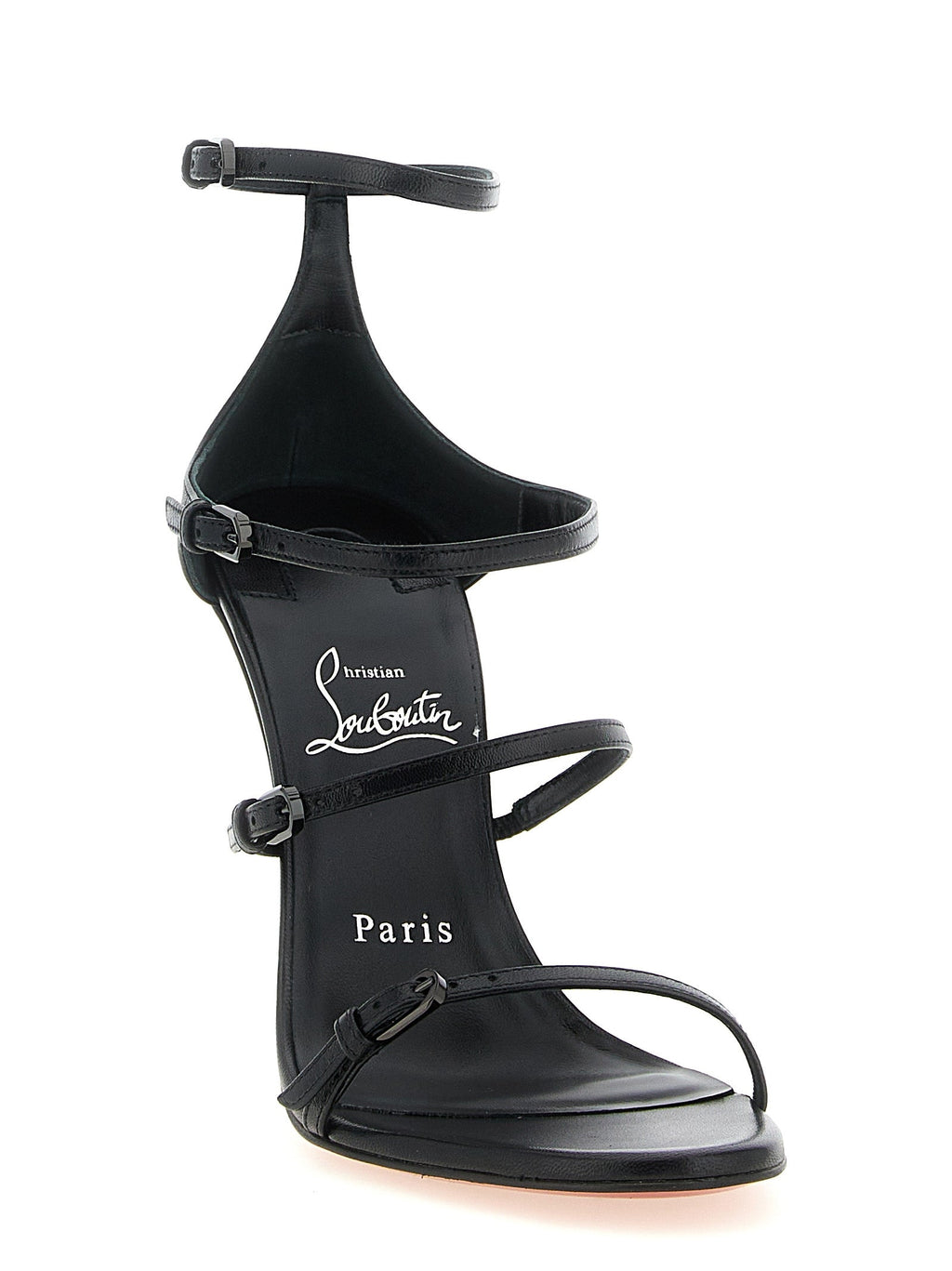 Christian Louboutin Black Goatskin Stiletto Heel Sandals