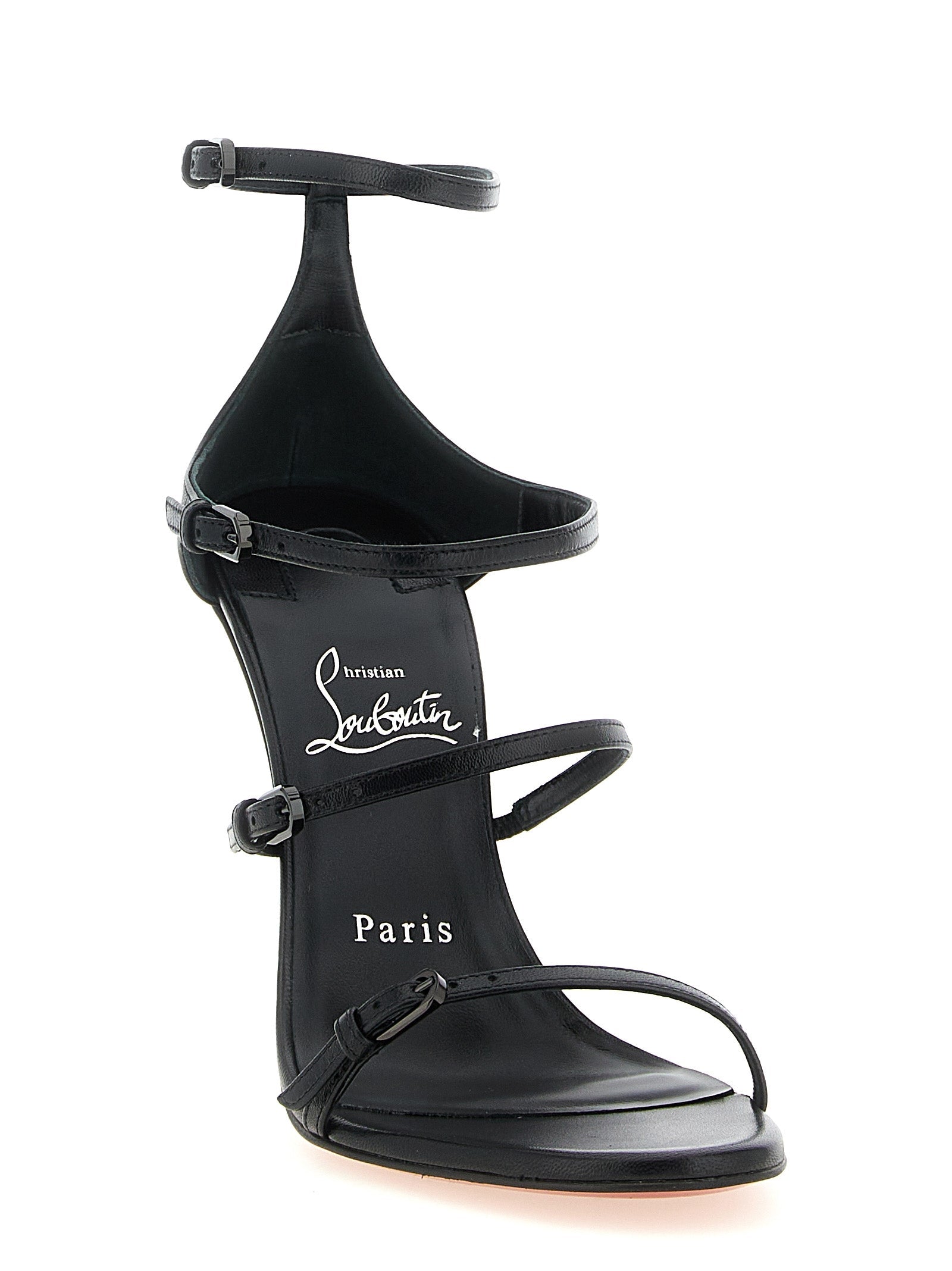 Christian Louboutin Black Goatskin Stiletto Heel Sandals