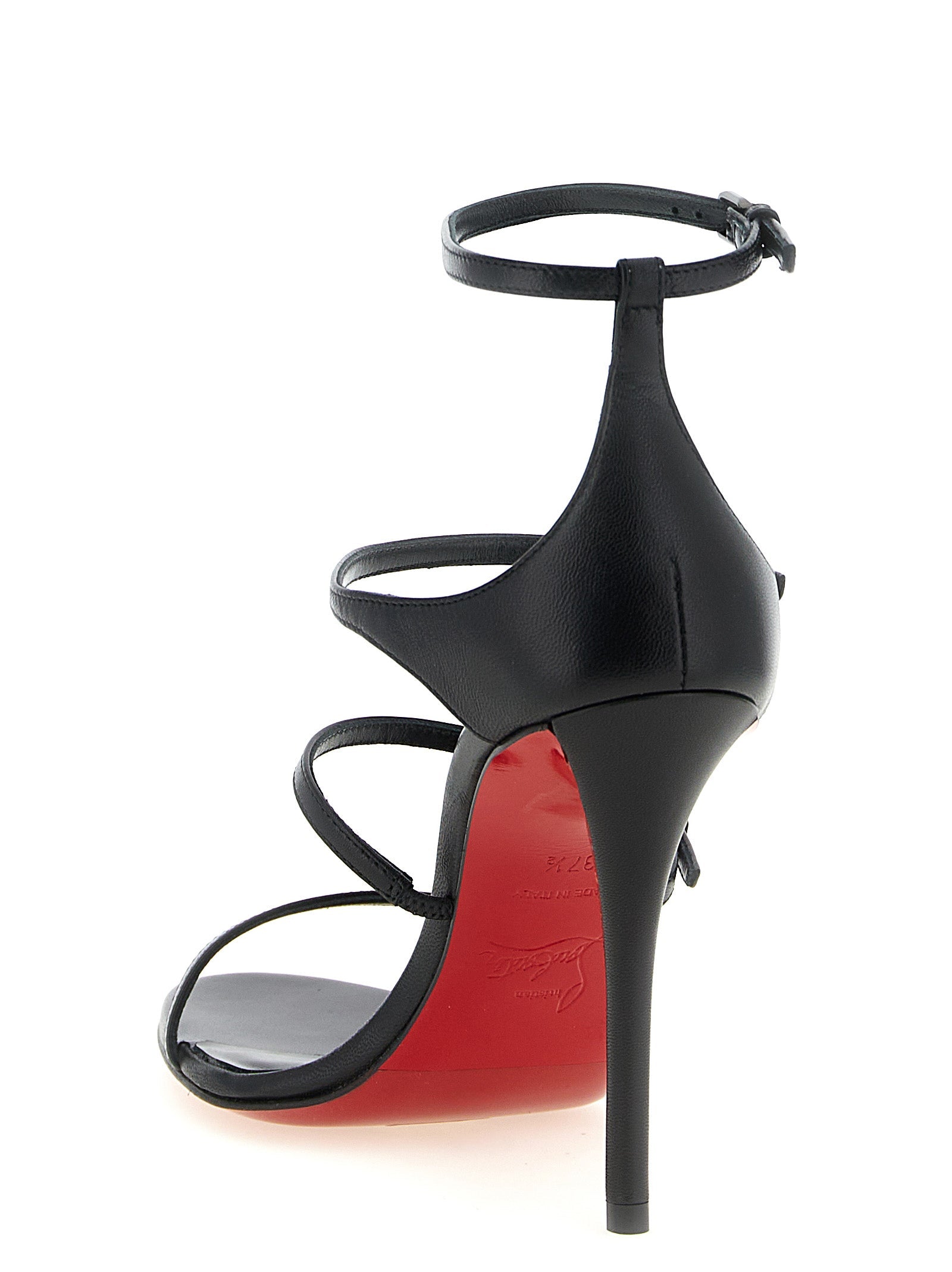 Christian Louboutin Black Goatskin Stiletto Heel Sandals