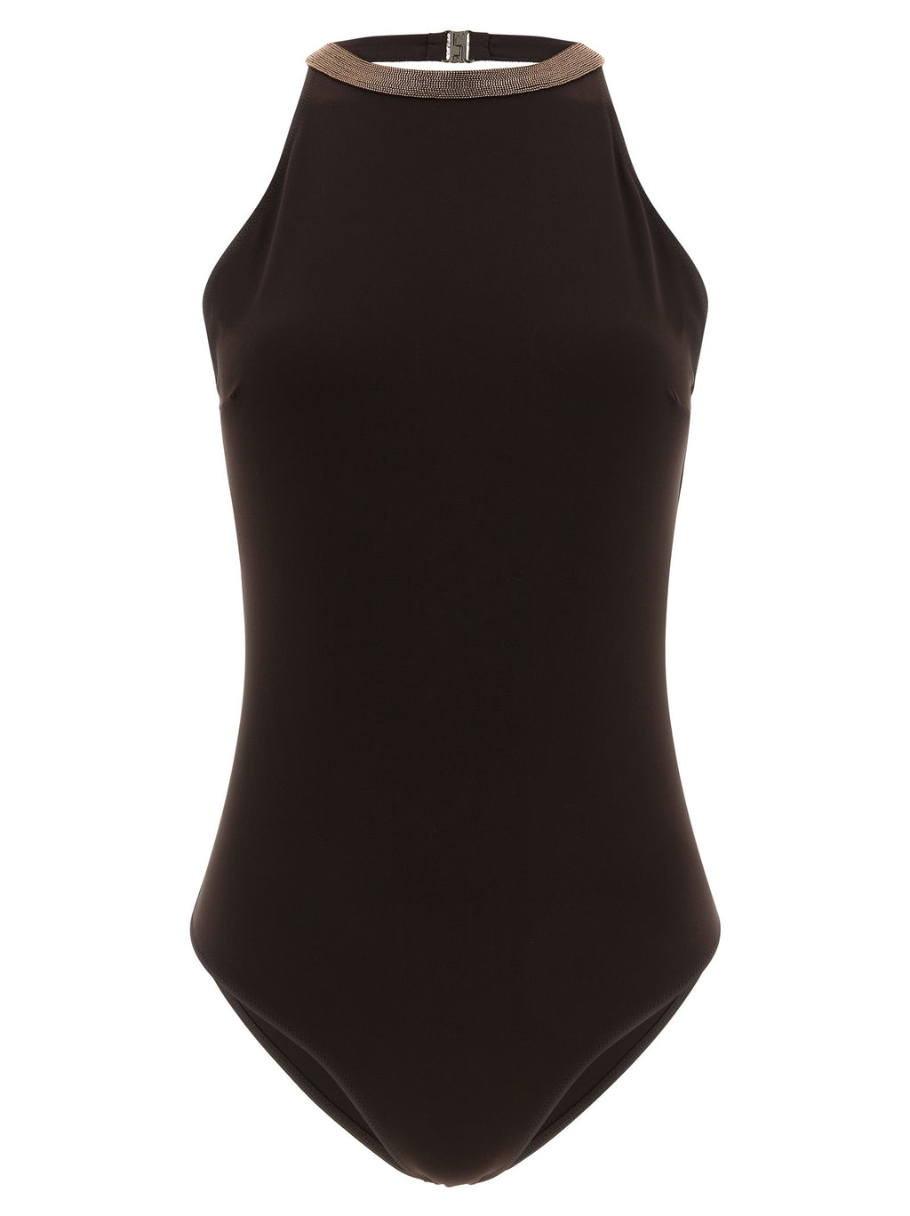 Brunello Cucinelli Brown Polyamide One-Piece Swimsuit