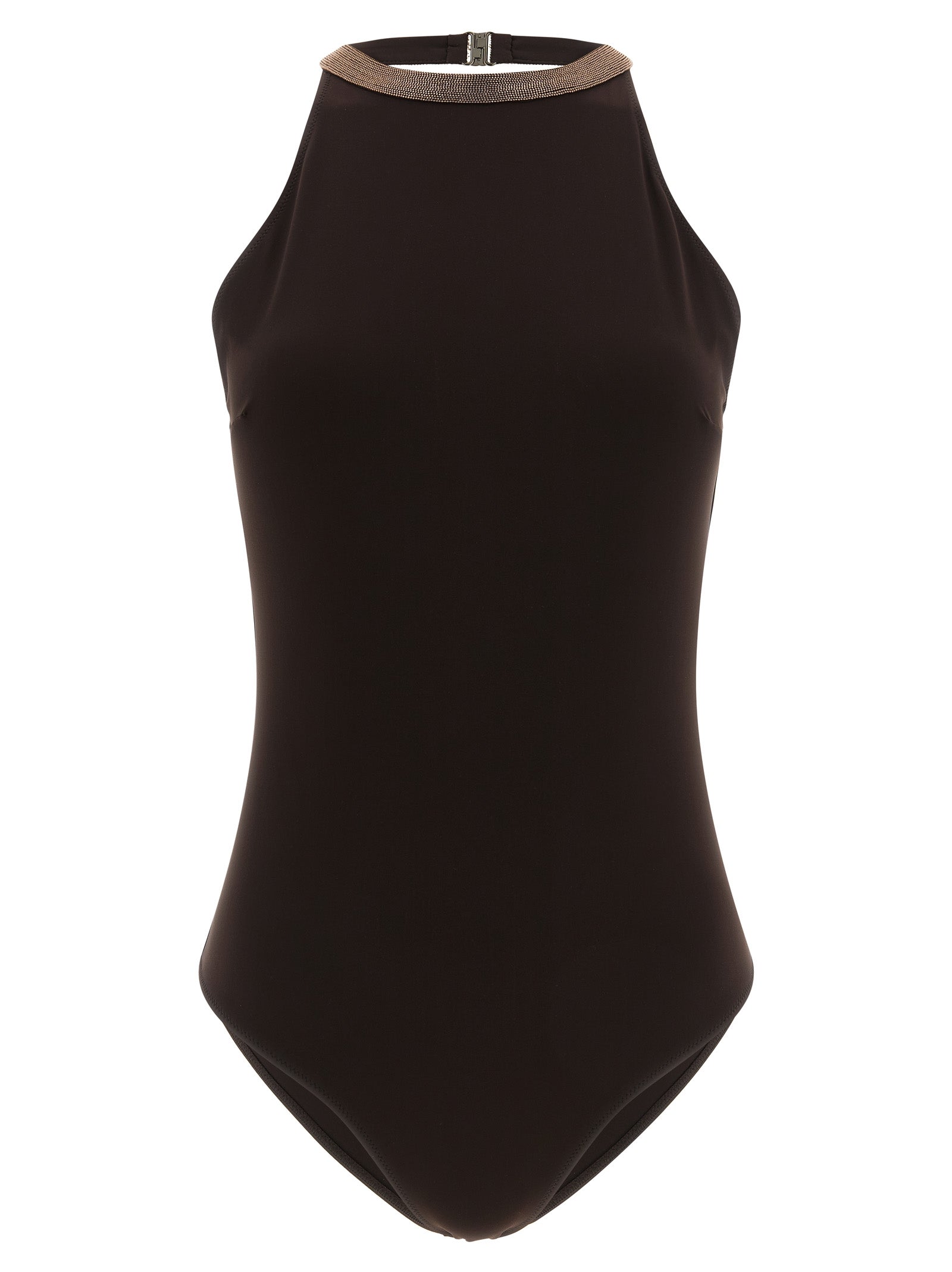 Brunello Cucinelli Brown Polyamide One-Piece Swimsuit