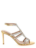 Aquazzura Gold Lamb Leather Stiletto Heel Sandals
