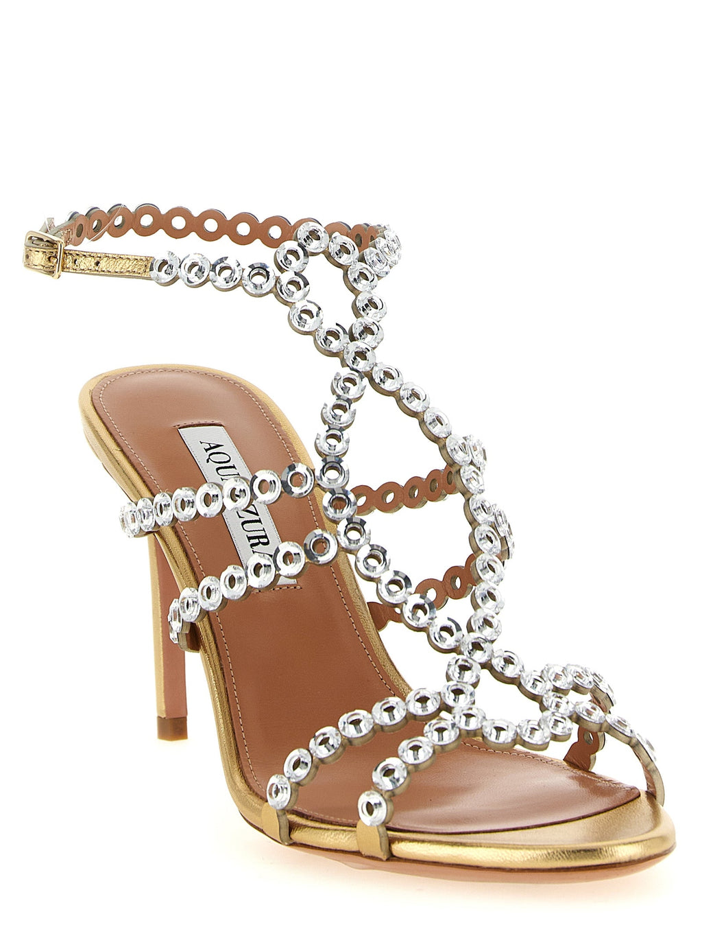 Aquazzura Gold Lamb Leather Stiletto Heel Sandals