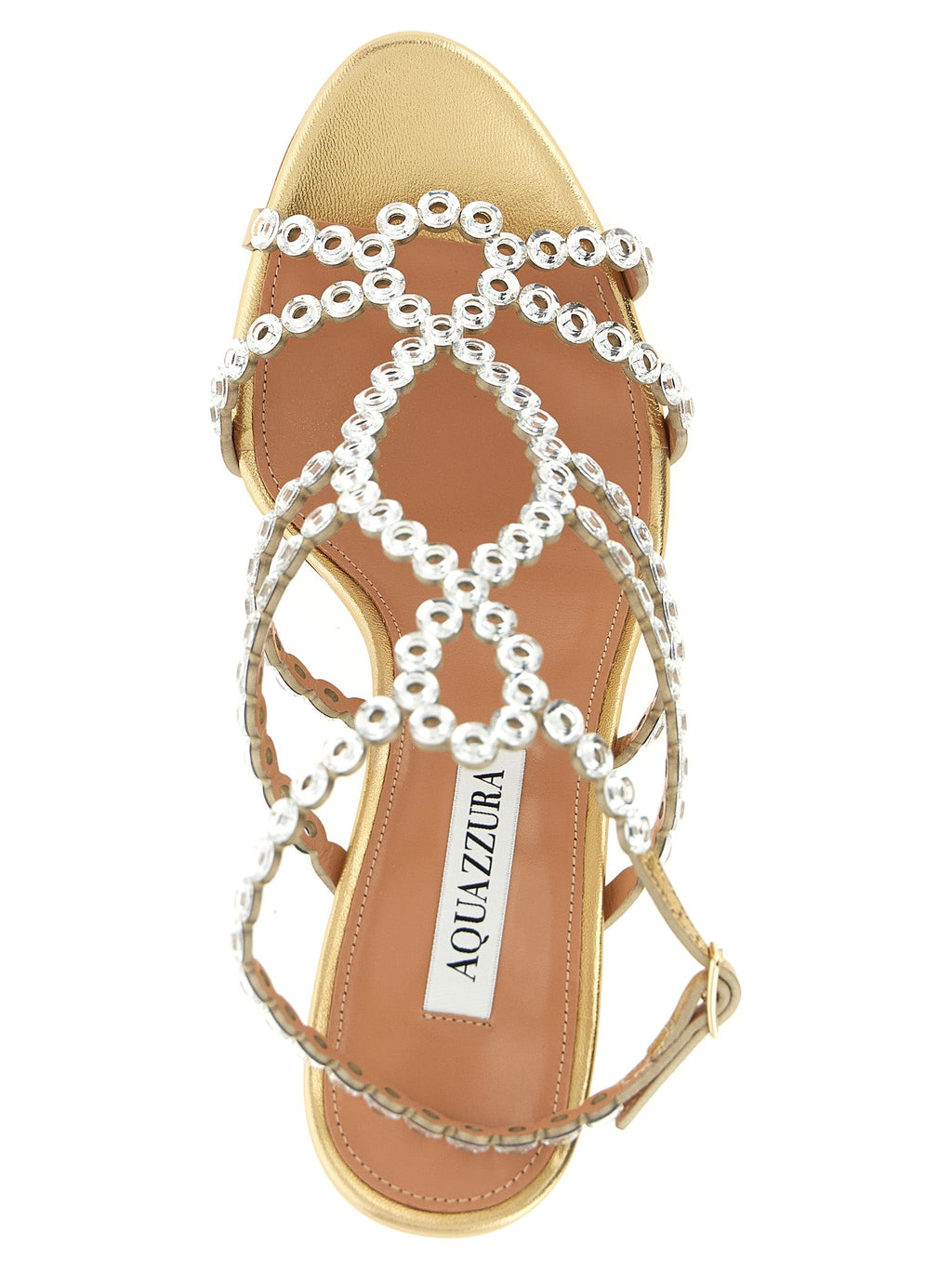 Aquazzura Gold Lamb Leather Stiletto Heel Sandals