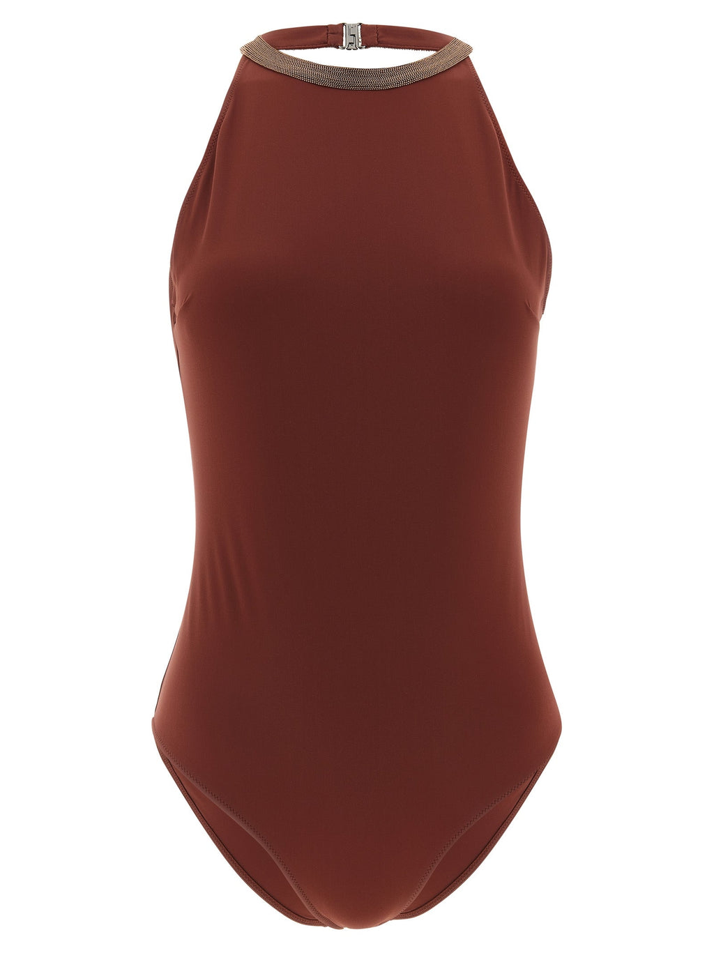 Brunello Cucinelli Bordeaux Polyamide One-Piece Swimsuit