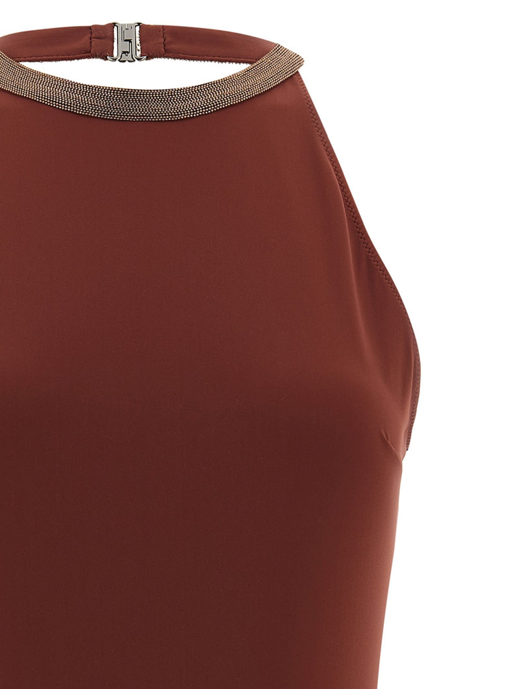 Brunello Cucinelli Bordeaux Polyamide One-Piece Swimsuit