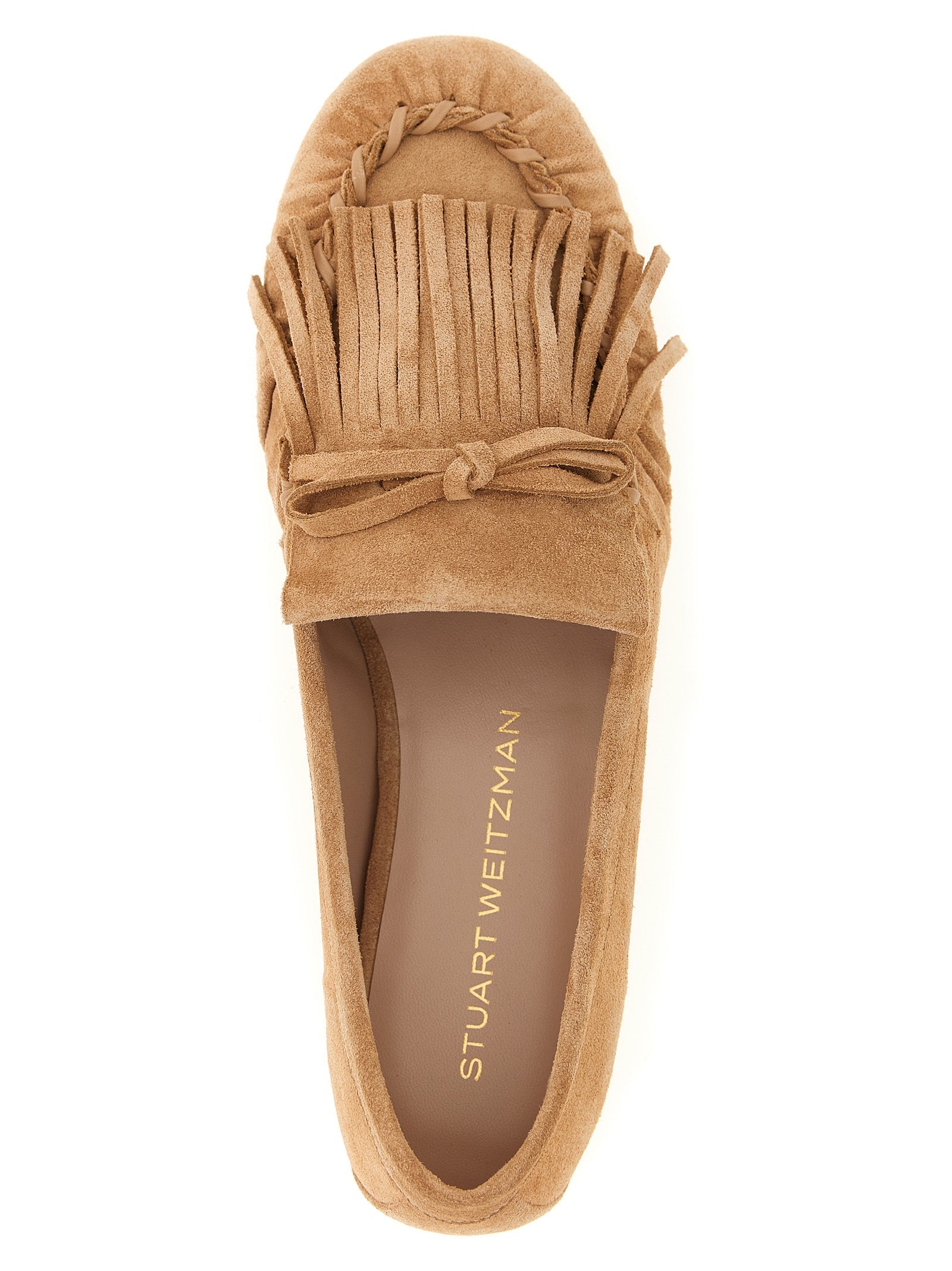 Stuart Weitzman Brown Calfskin Slip-On Loafers