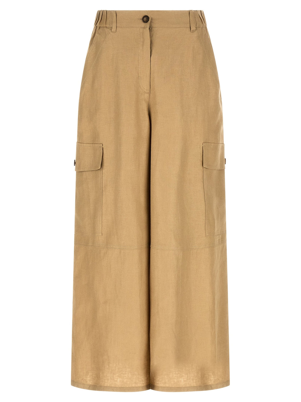 Max Mara Beige Linen Cargo Pants