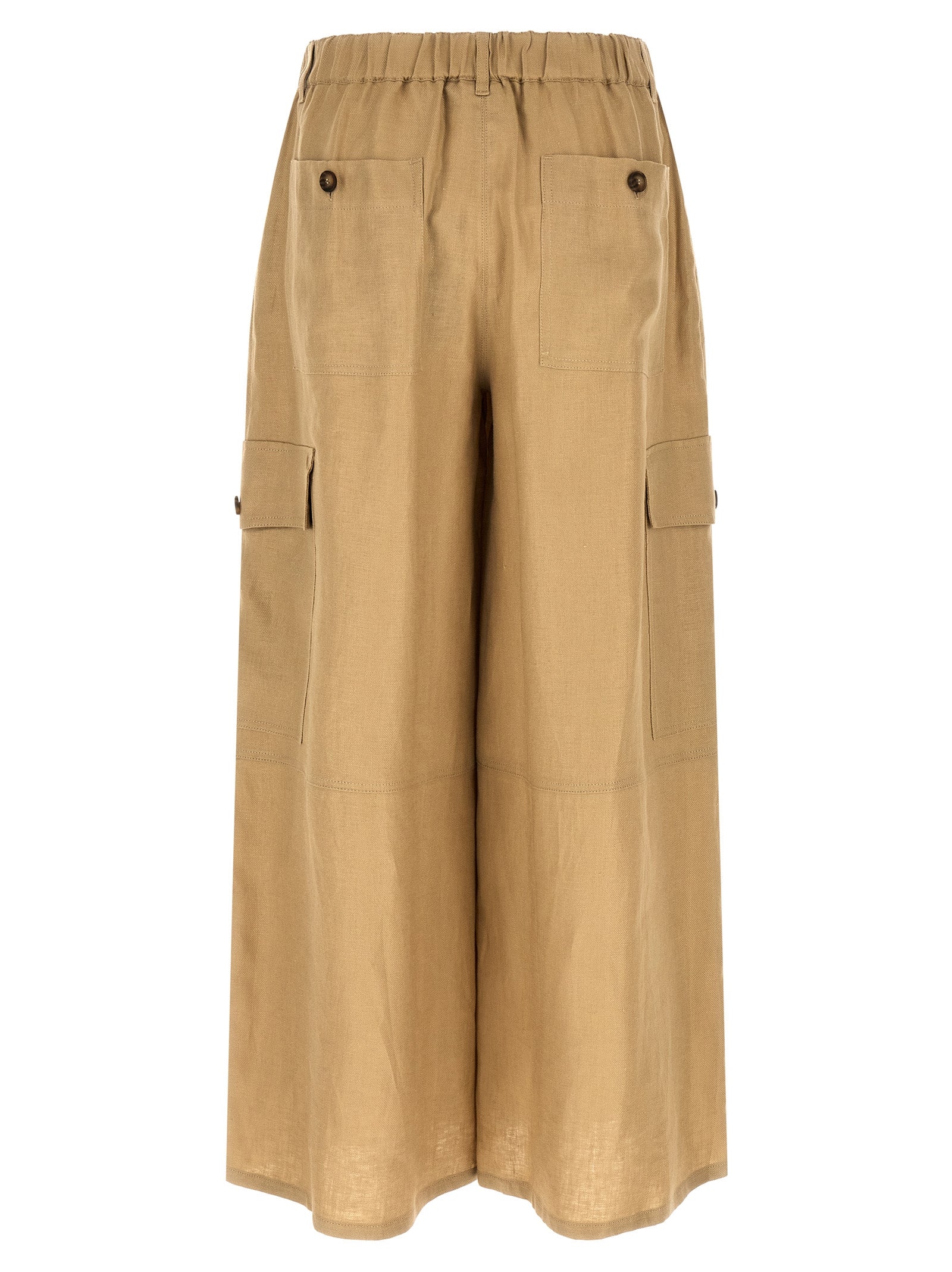 Max Mara Beige Linen Cargo Pants