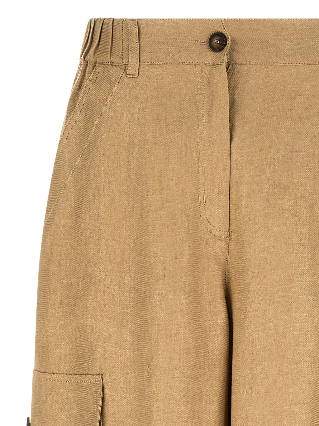 Max Mara Beige Linen Cargo Pants