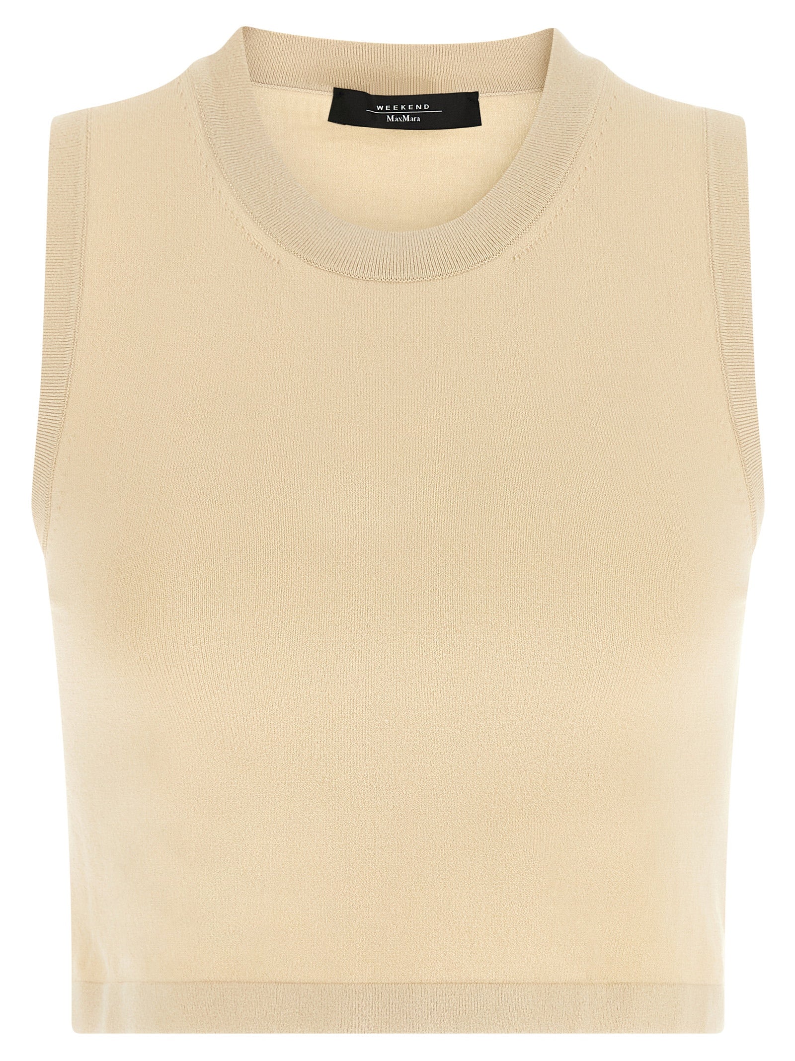 Max Mara Beige Viscose Sleeveles T-Shirt