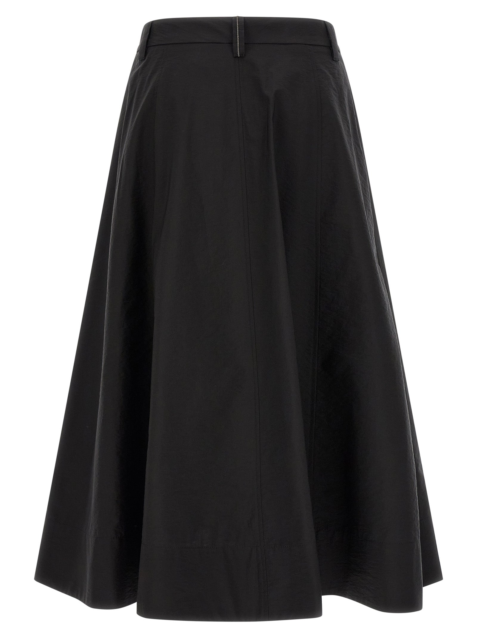 Brunello Cucinelli Black Cotton Midi Skirt