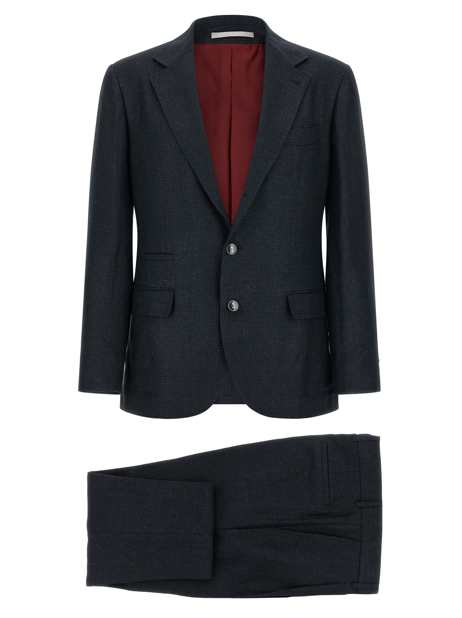 Brunello Cucinelli Blue Silk Two-Piece Suit