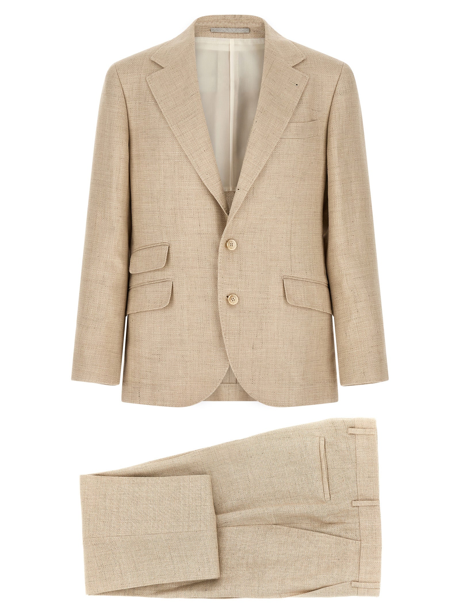 Brunello Cucinelli Beige Silk Two-Piece Suit