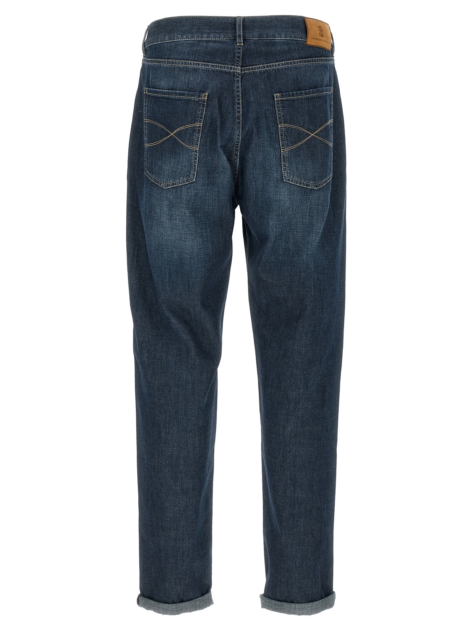 Brunello Cucinelli Blue Cotton Straight-Leg Jeans