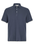 Brunello Cucinelli Blue Cotton Polo Shirt