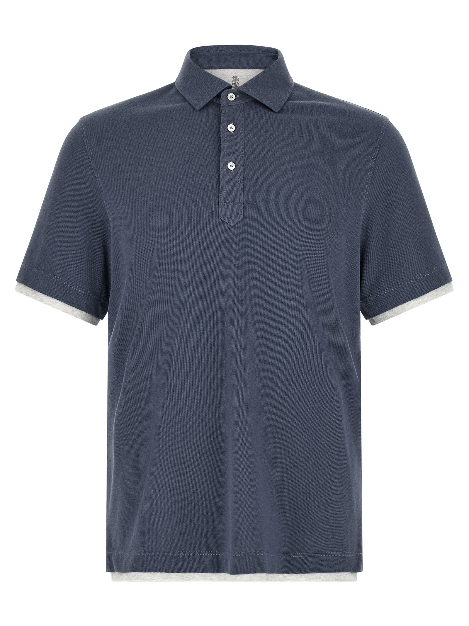 Brunello Cucinelli Blue Cotton Polo Shirt