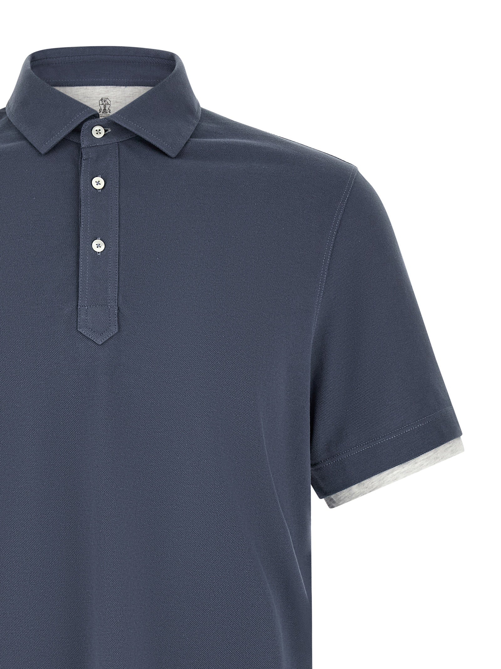 Brunello Cucinelli Blue Cotton Polo Shirt
