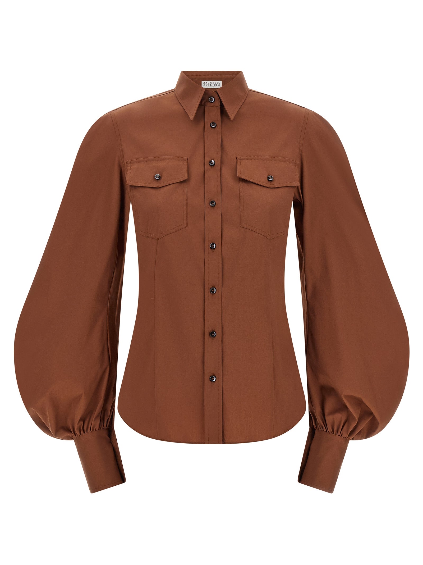 Brunello Cucinelli Brown Cotton Blouse