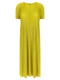 PLEATS PLEASE ISSEY MIYAKE Bicolor Polyester Midi Dress