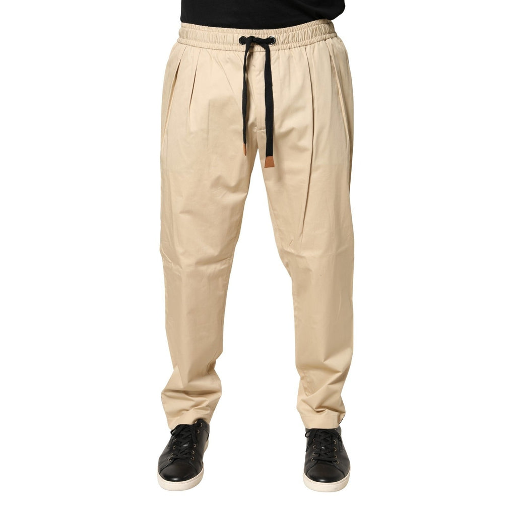 Dolce & Gabbana Beige Cotton Skinny Men Jogger Trouser Pants