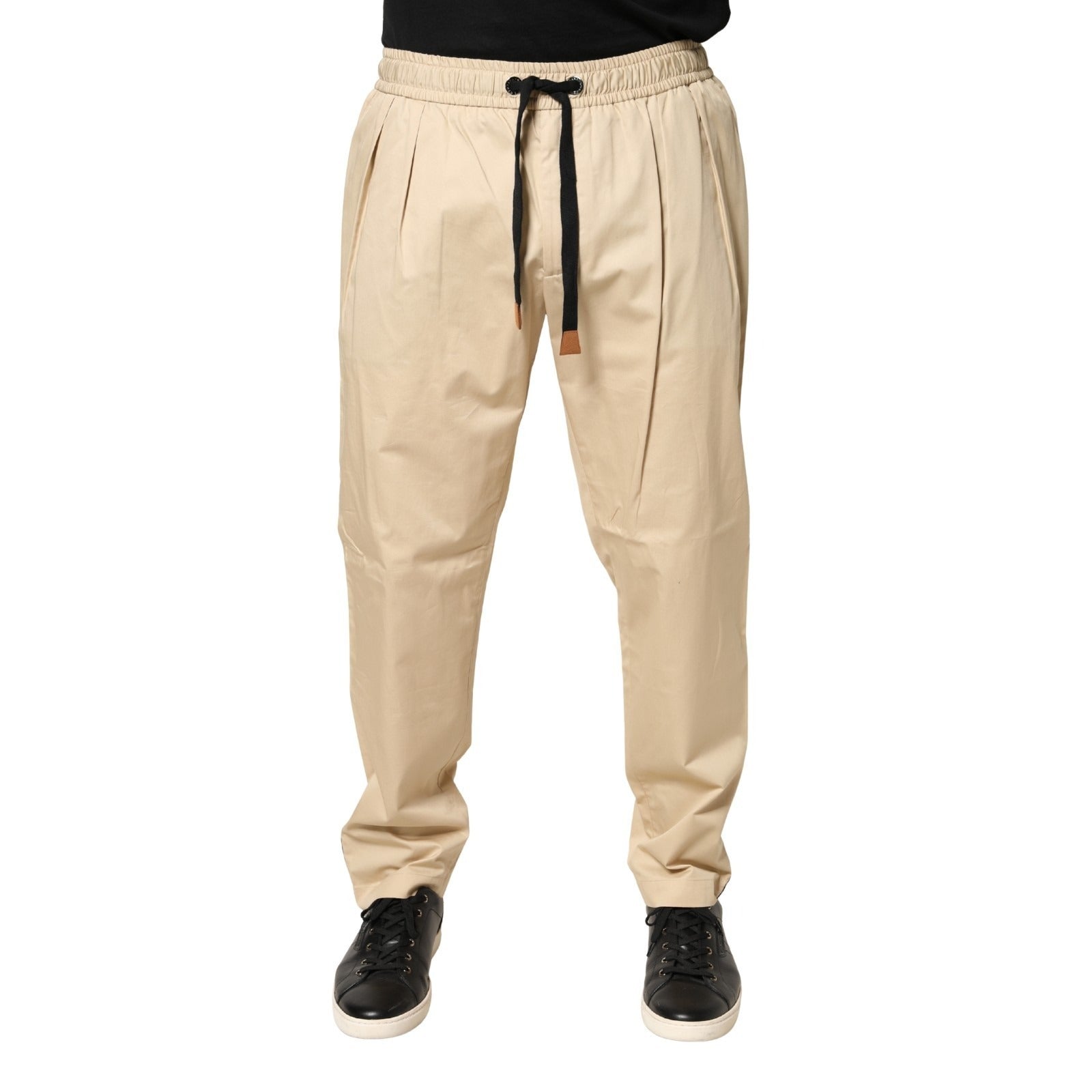Dolce & Gabbana Beige Cotton Skinny Men Jogger Trouser Pants