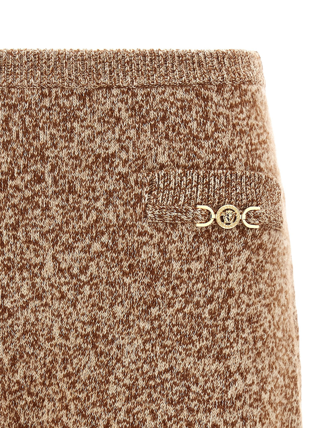 Versace Multicolor Virgin Wool Long Skirt
