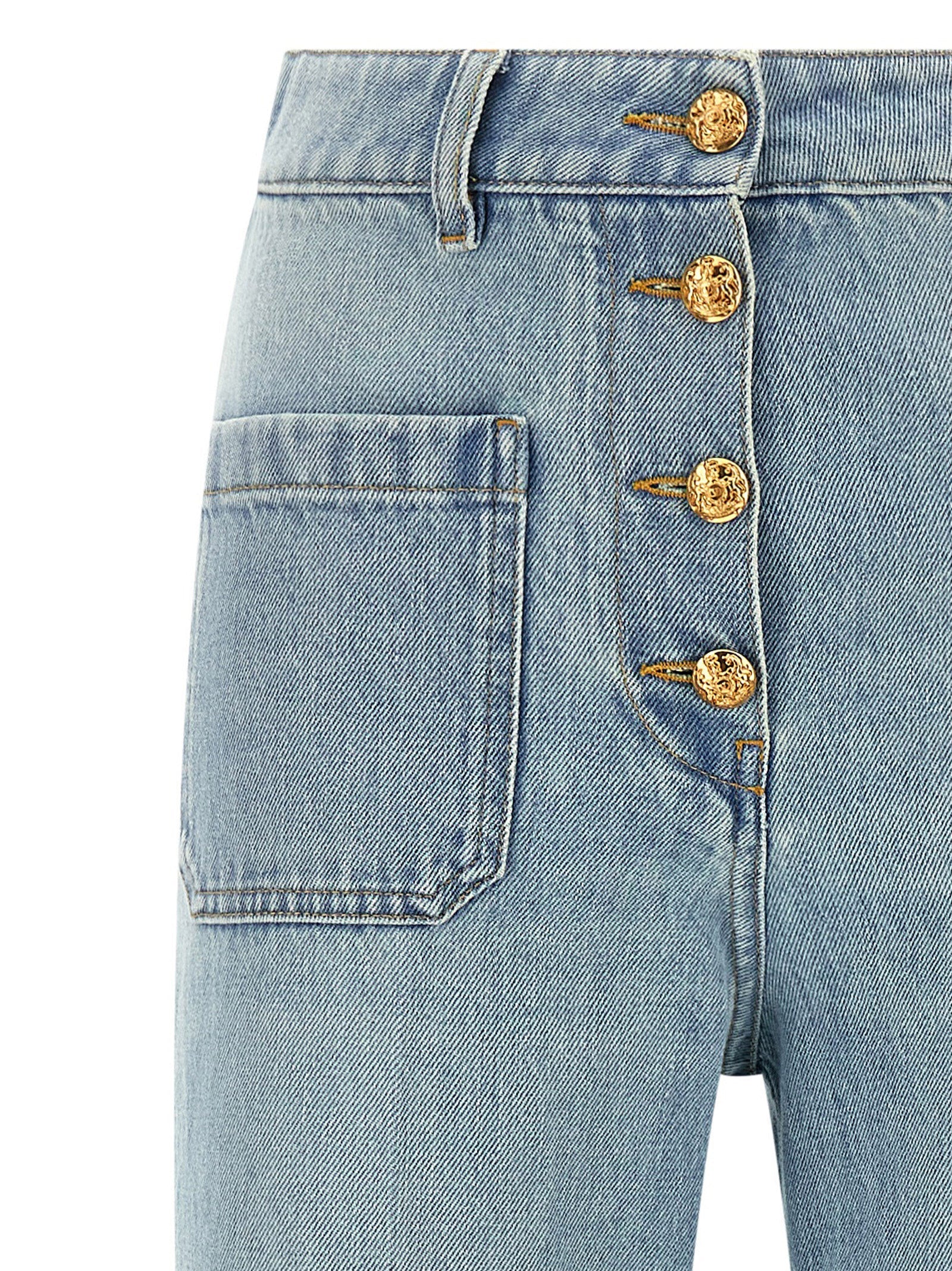 Valentino Garavani Blue Cotton High-Waisted Jean