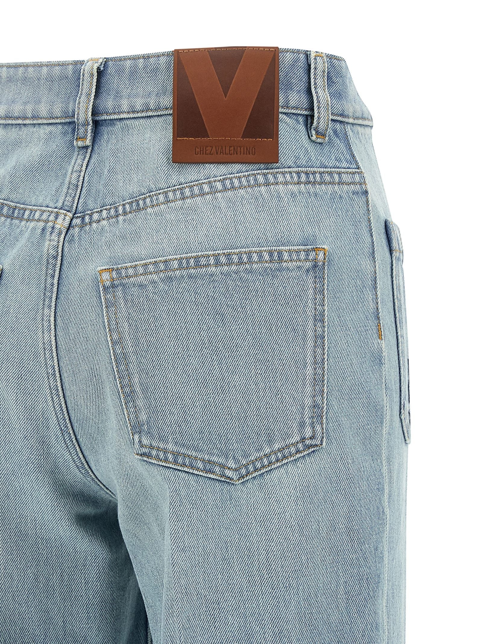Valentino Garavani Blue Cotton High-Waisted Jean