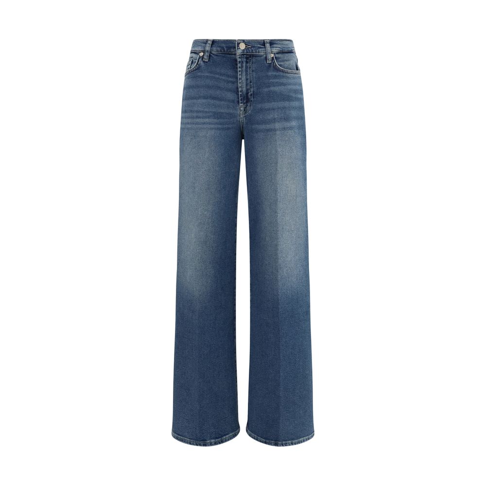 7FOR Blue Cotton Flared Jeans
