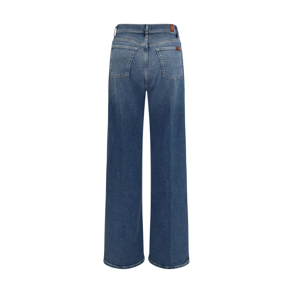 7FOR Blue Cotton Flared Jeans