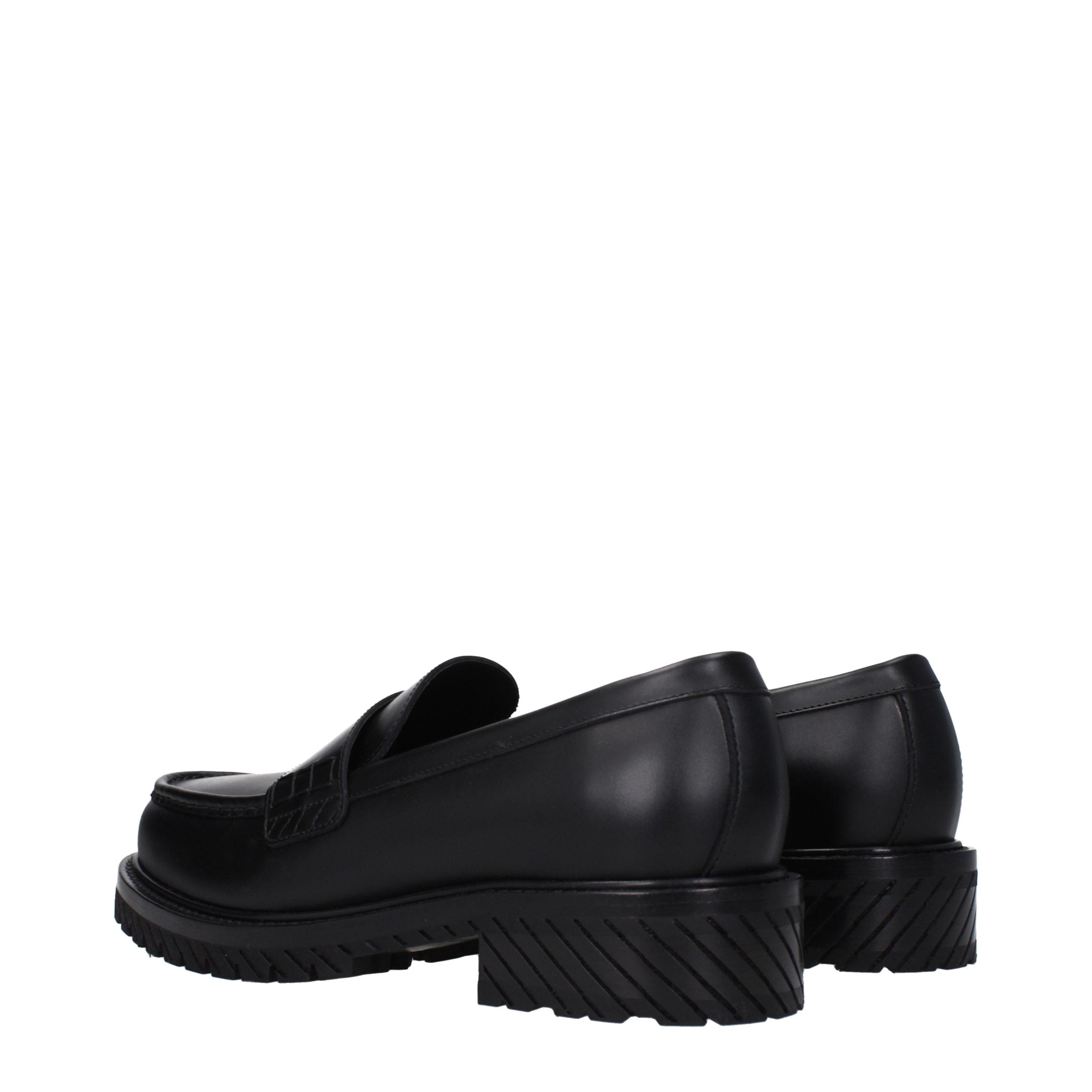 Off-White Black Leather Slip-On Loafers