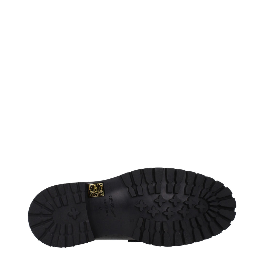 Off-White Black Leather Slip-On Loafers