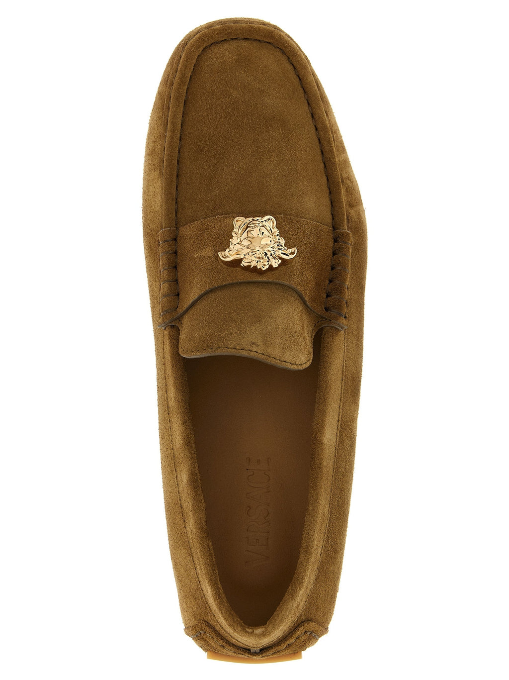 Versace Brown Calfskin Slip-On Loafers