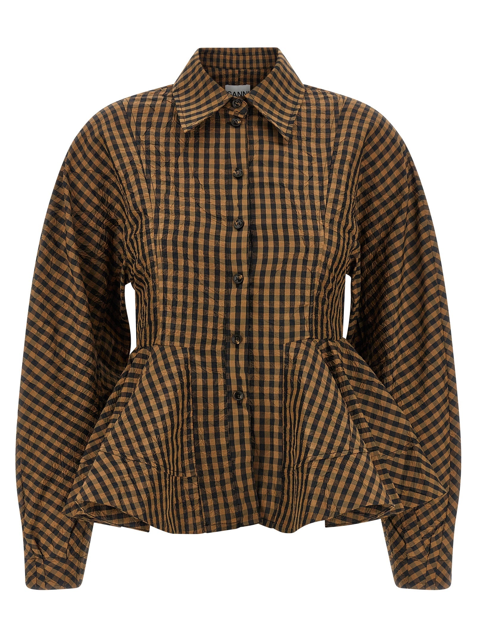 Ganni Brown Recycled Polyester Blouse