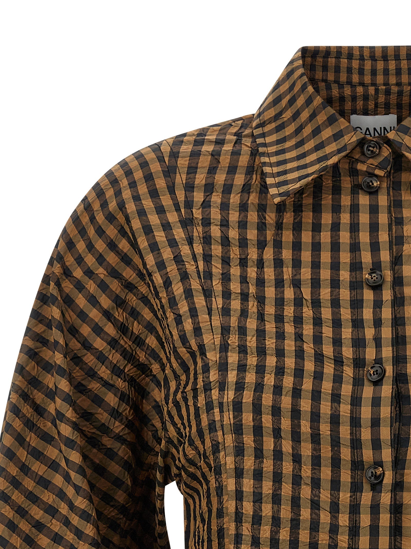 Ganni Brown Recycled Polyester Blouse