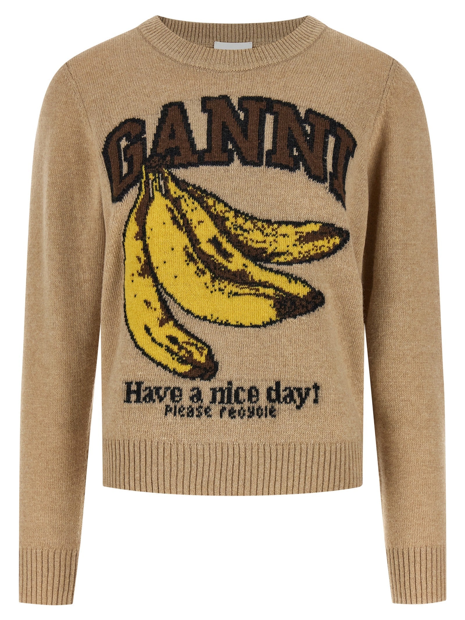Ganni Beige Wool Cardigan