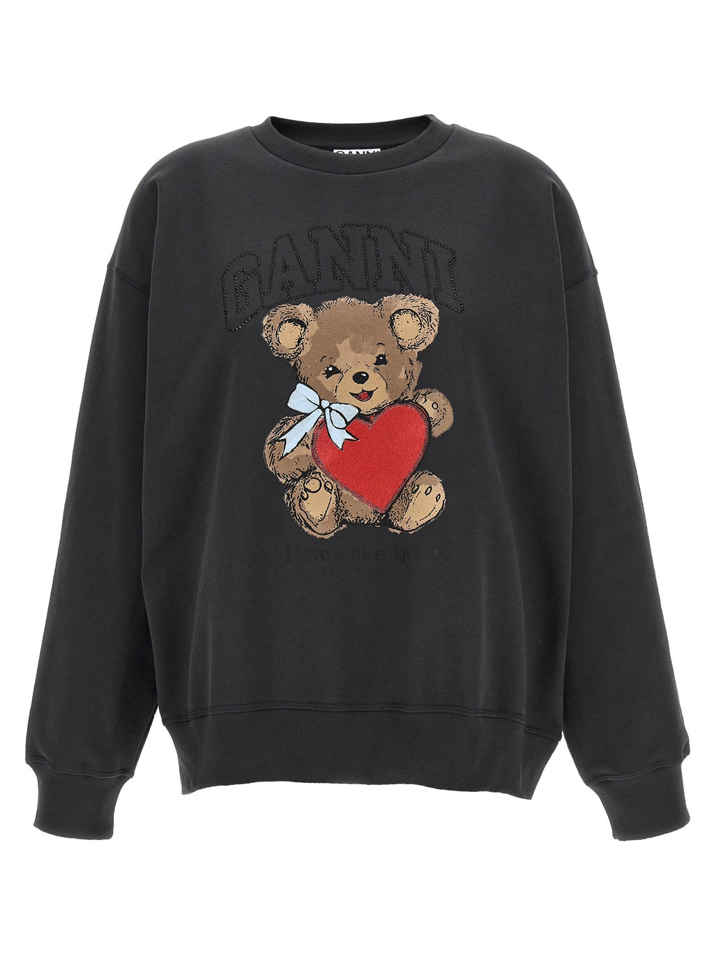 Ganni Black Organic Cotton Sweatshirt