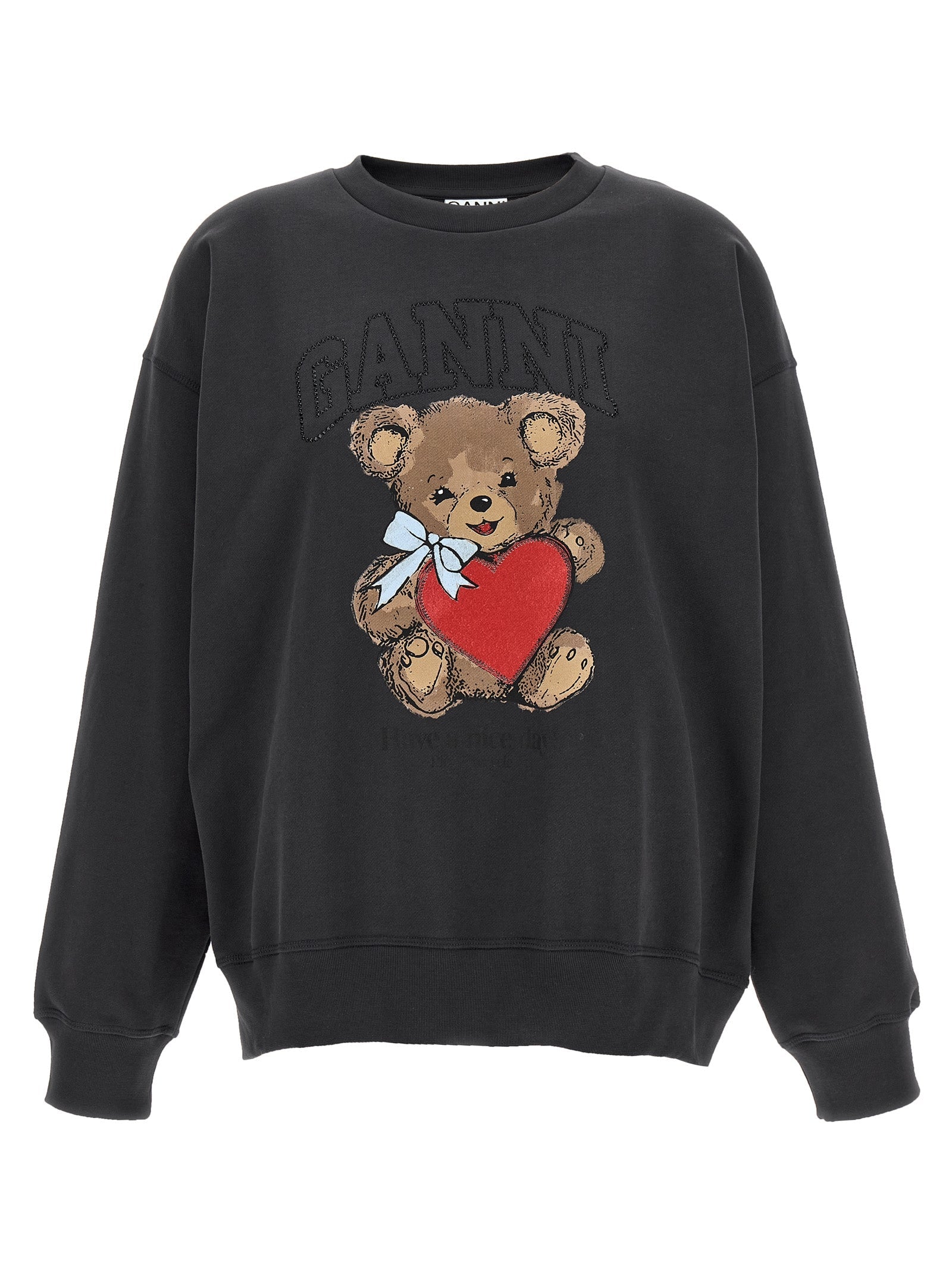 Ganni Black Organic Cotton Sweatshirt