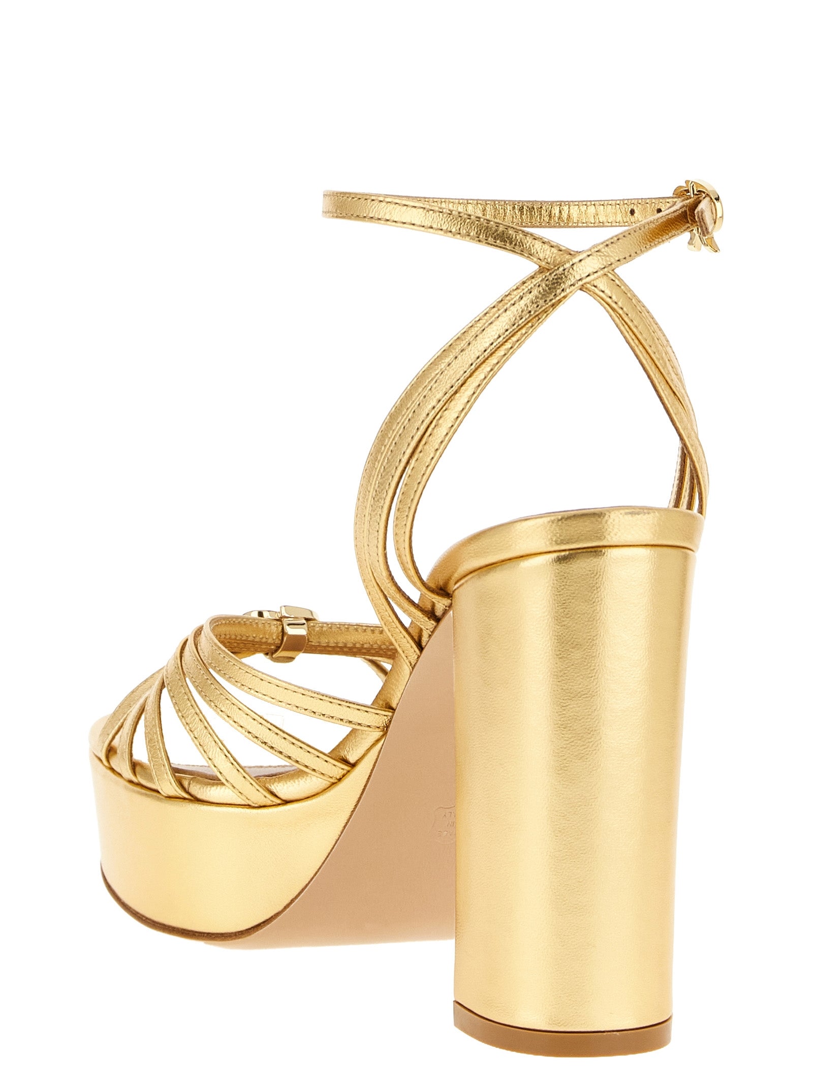 Gianvito Rossi Gold Lamb Leather Stiletto Heel Sandals