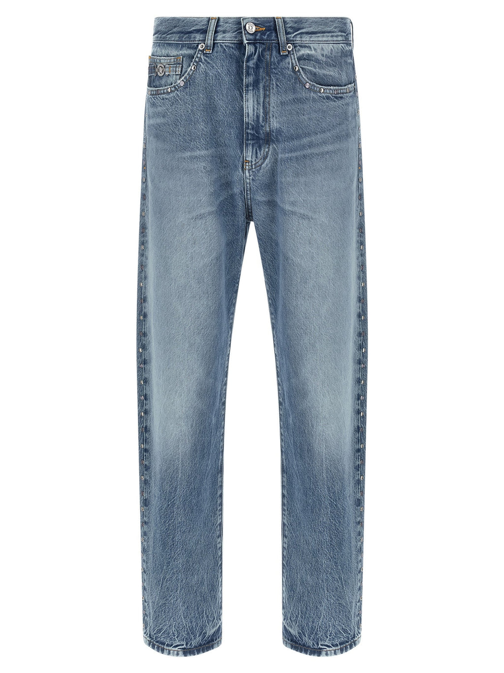 Versace Blue Cotton Straight-Leg Jeans