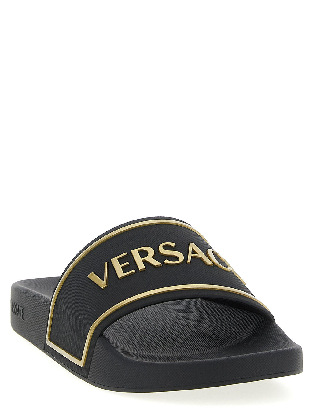 Versace Black Polyurethane Slides