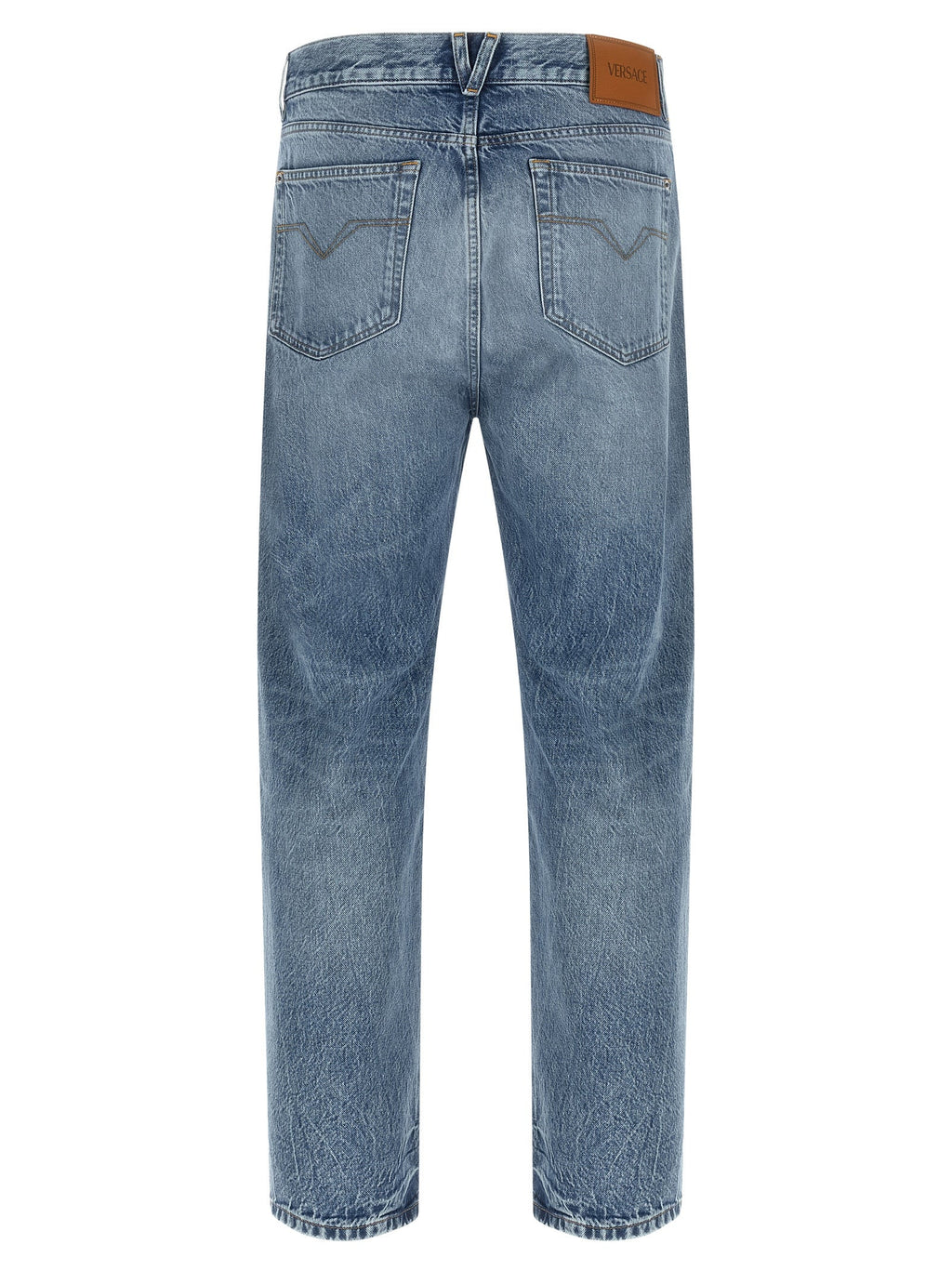 Versace Blue Cotton Straight-Leg Jeans