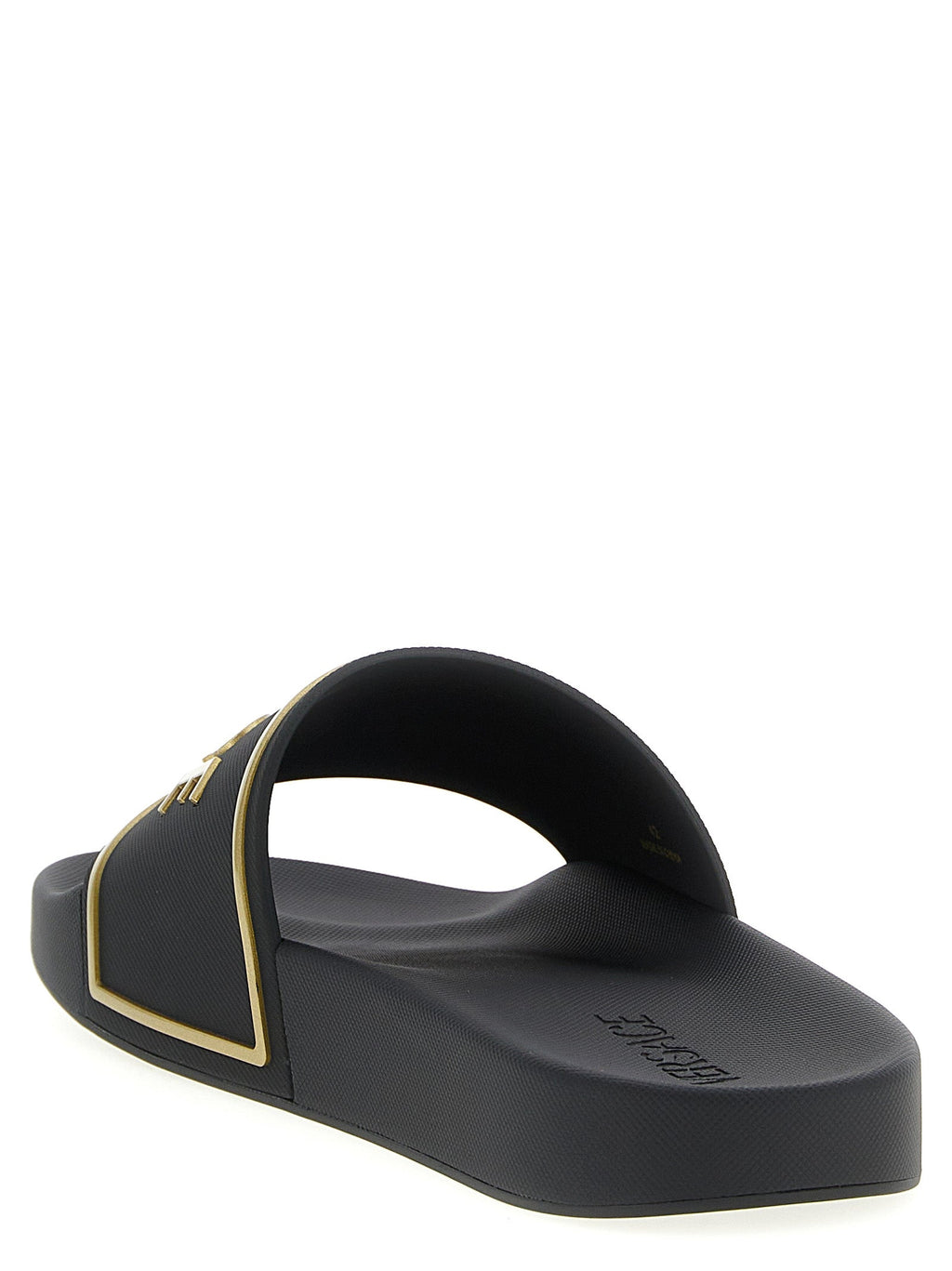 Versace Black Polyurethane Slides